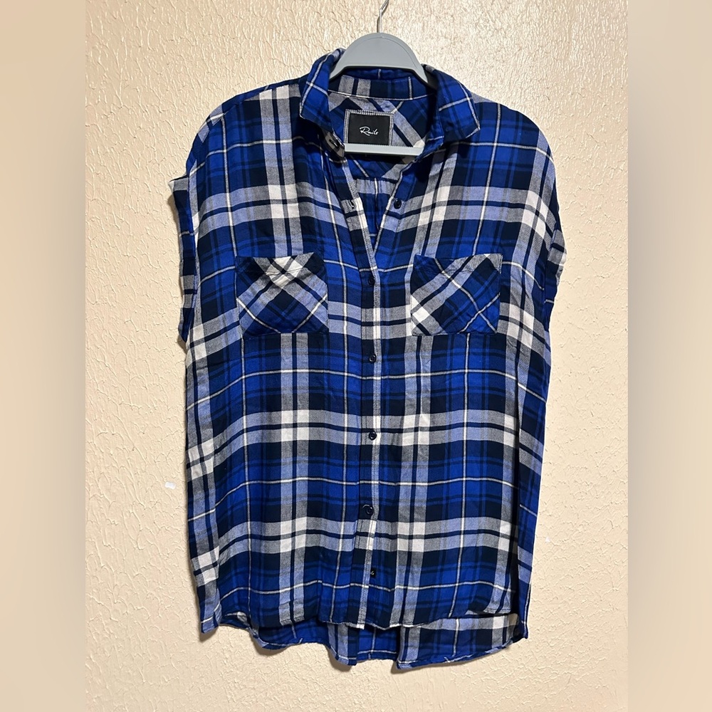 Rails Button Down Shirt Short Sleeve Size Small‎ Oversized Plaid